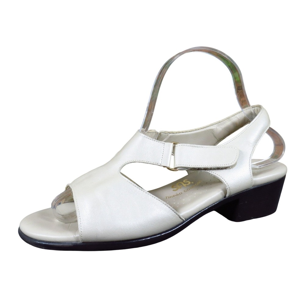 SAS Suntimer Womens Sandal Size 8.5 Walking Comfort Bone‎ Off-White Leather